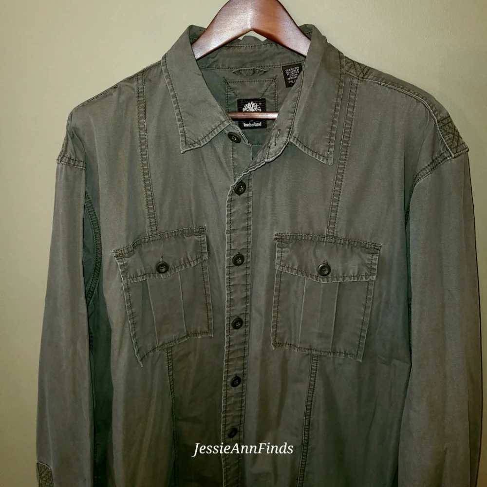 Timberland Green Button Down Shirt Jacket Shacket Men's Size XXL - Picture 12 of 14
